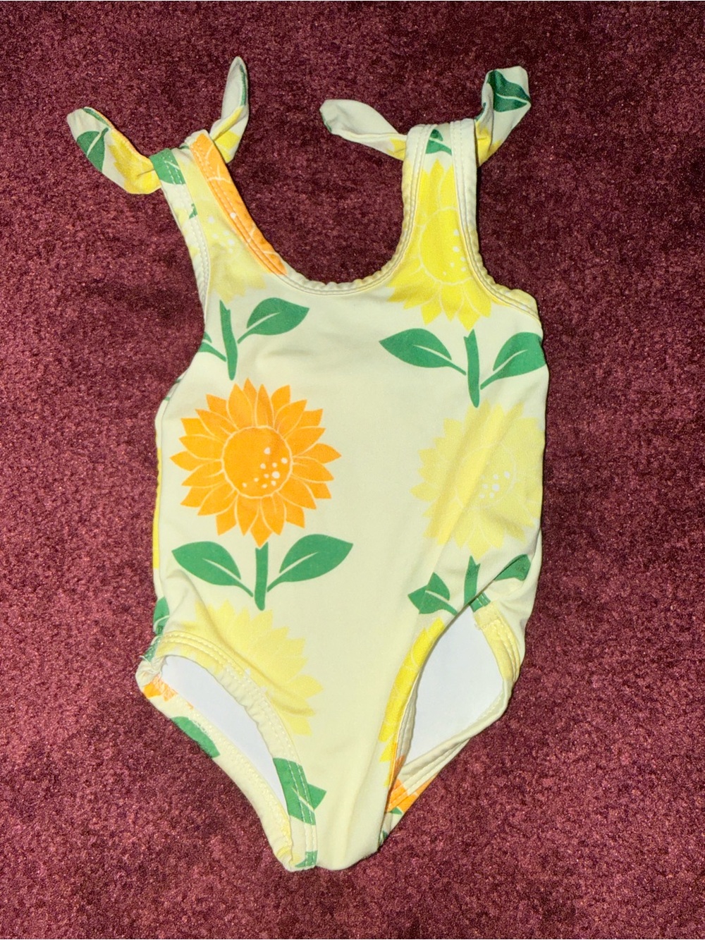 Monica + Andy yellow infant sunflower bathing suit girls size 3-6 months